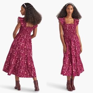 Hill House Ellie Nap Dress in Burgundy Botanicals
